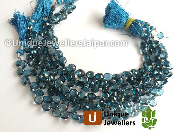 London Blue Topaz Faceted Heart Beads